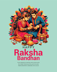 Obraz premium Raksha Bandhan, the festival of love and affection, celebrates the sacred sibling bond.