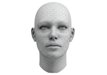 3D Illustration Of A Human Face Model Against Black Isolated Background
