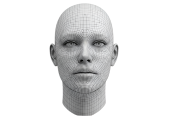 3D Illustration Of A Human Face Model Against Black Isolated Background