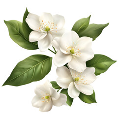 Elegant White Flowers Blossoming on Lush Green Leaves