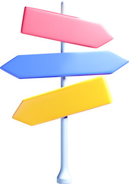 Colorful 3D Signpost with Different Directions