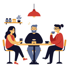 Friends enjoying coffee together at a cafe