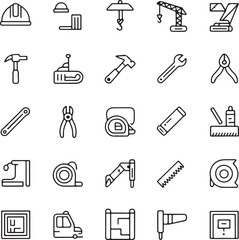 Fototapeta premium Engineering and Construction Outline Icons 30 Thin Line Vector Elements for Builders and Tools