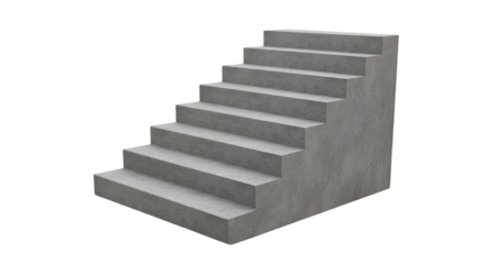 3D Illustration of Concrete Staircase Steps Isolated on Transparent Background