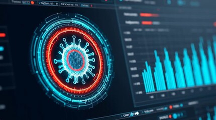 Virus data analysis animation, virus data tracking technology, virus data science dashboard motion - Powered by Adobe