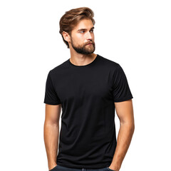 Fototapeta premium black t shirt png plain black tee shirt isolate png casual apparel PNG transparent background image