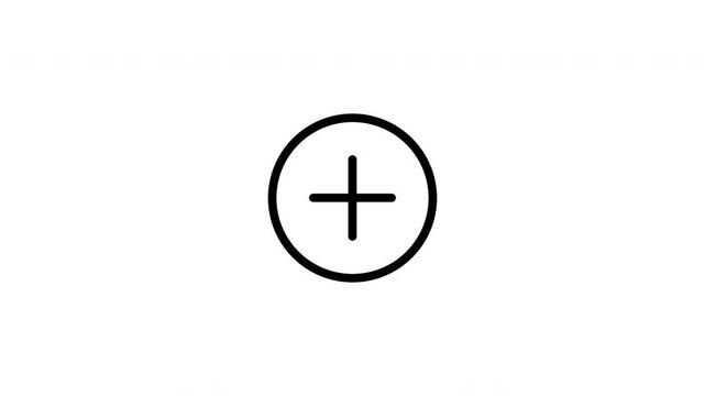 Plus add sign icon in circle video animation design