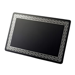 blank black gift card with silver shiny frame border png modern card mockup isolate png promotional voucher PNG design template PNG transparent background image