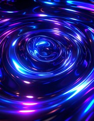 暗い背景にオーロラのように輝くクロームメタルの液体