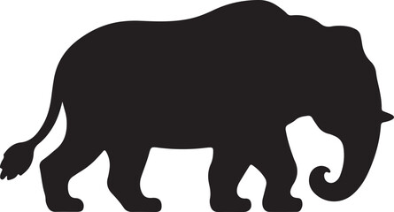 Fototapeta premium Black silhouette of an elephant walking animal white