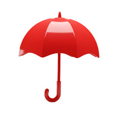 3D Render of a Red Umbrella Isolated on Transparent Background