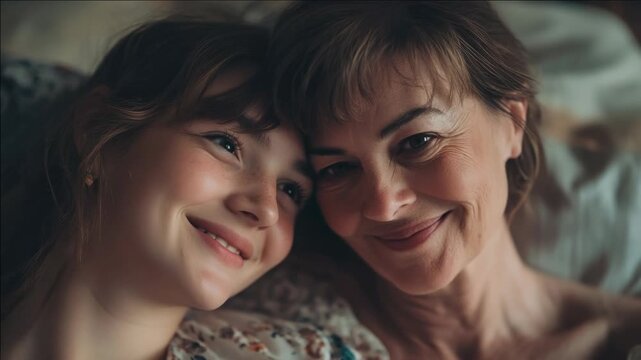 A heartwarming moment between a mother and daughter, showcasing the deep emotional connection that transcends generations.
