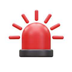 3D Render Of Red Siren Emergency Alert Icon On Transparent Black Background