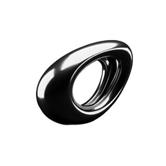 3D Rendered Abstract Metallic Loop Shape Isolated On Black Background