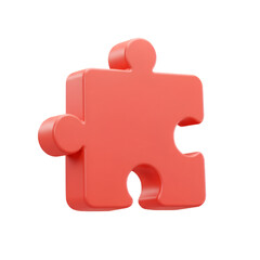 3D Render Of Red Puzzle Piece Isolated On A Transparent Background