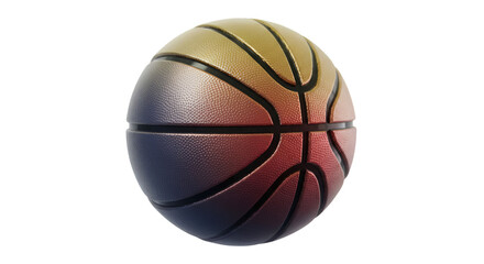 3D Rendered Basketball Isolated on Transparent Background with Gradient Colors