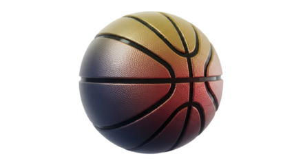 3D Rendered Basketball Isolated on Transparent Background with Gradient Colors