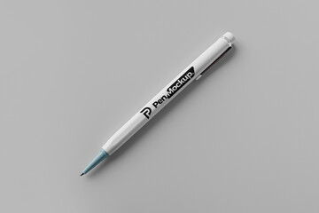 Pen Mockup On Solid Color Background