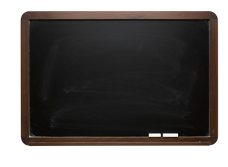 Empty wooden framed blackboard with chalk isolated on transparent background