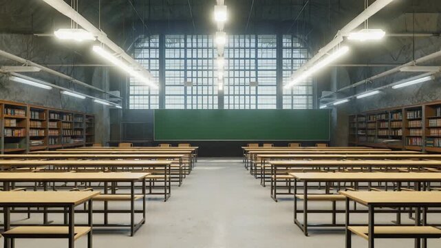 empty classroom light on video