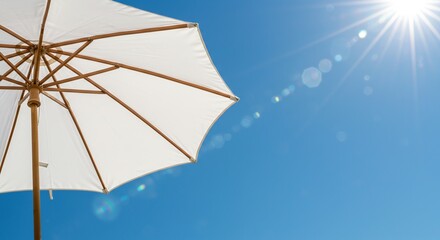 Opening a parasol under the blazing sun