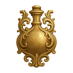 PNG Ornate golden decorative bottle design.