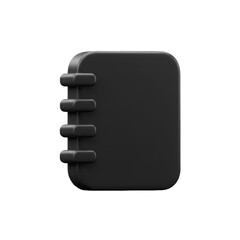 3D Rendered Black Notebook Icon Isolated On Transparent Background