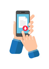 Downloading document with mobile phone concept. Vector illustration stock illustration