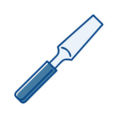 Chisel tool with a blue handle for woodworking tasks  