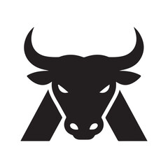 Bull Head with Letter A Logo – Bold Minimalist Animal Symbol