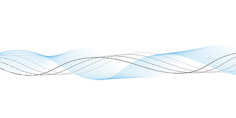 Abstract wave element for design.Wave with lines created using blend tool. Curved wavy line, smooth stripe. 