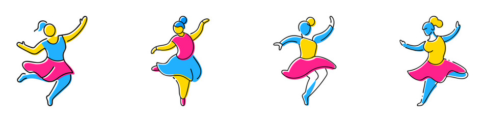 Illustration of dancers in motion creating sense of energy and grace