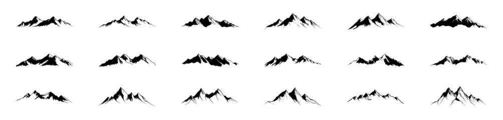 Fototapeta premium collection of minimalist silhouette illustrations of mountain ranges