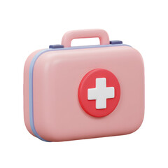 Fototapeta premium 3D Rendered First Aid Kit in Pink and Red on Transparent Background