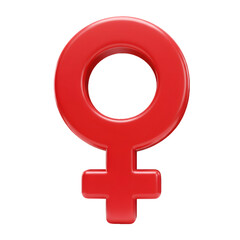 3D Rendered Red Venus Gender Symbol on Transparent Background Illustration