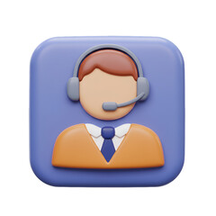 3D Illustration Of Customer Service Avatar With Headset On Blue Background