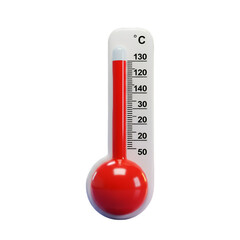 3D Illustration of a Red and White Thermometer for Temperature Measurement