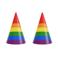 3D Illustration of Rainbow Pride Hats on a Transparent Background