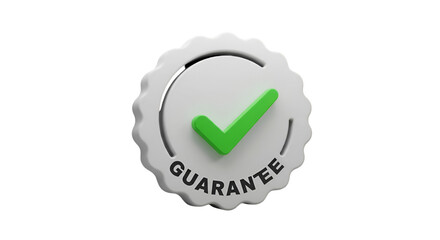 3D Illustration of Guarantee Seal with Green Check Mark Isolated on Black