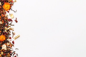 Herbal Tea Ingredients, Colorful Dried Flowers and Leaves, Natural Background, Food Art