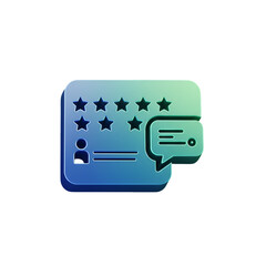 3D Illustration Of Feedback Review And Rating Icon With Blue Green Gradient