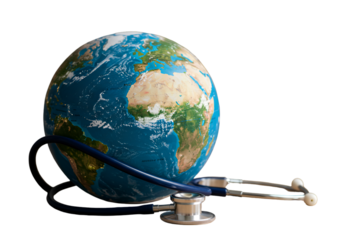 3D Illustration Of The Earth With Stethoscope Healthcare Medical Concept