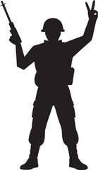 Victorious Soldier With Rifle Silhouette Pose