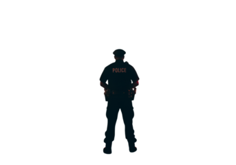A Dark Silhouette Illustration Of A Police Officer Standing In The Night