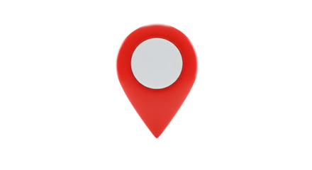 3D Red Location Pin Icon on Transparent Background Illustration