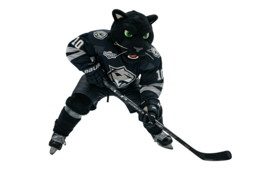 A Dynamic Illustration Of A Black Panther Mascot Playing Hockey With Transparent Background