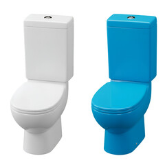 3D Illustration Of White And Blue Modern Toilets Isolated On Transparent