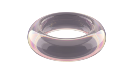 3D Render Of A Transparent Iridescent Glass Ring On Black Isolated Background