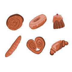 Hand Drawn Bakery Bread and Pastry Vector Set Collection