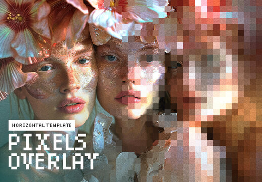 Pixels Overlay Photo Effect Mockup